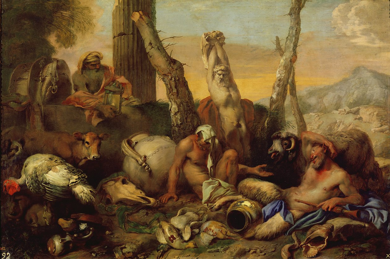 La fábula de Diógenes, buscando con una linterna a un hombre bueno de Giovanni Benedetto Castiglione