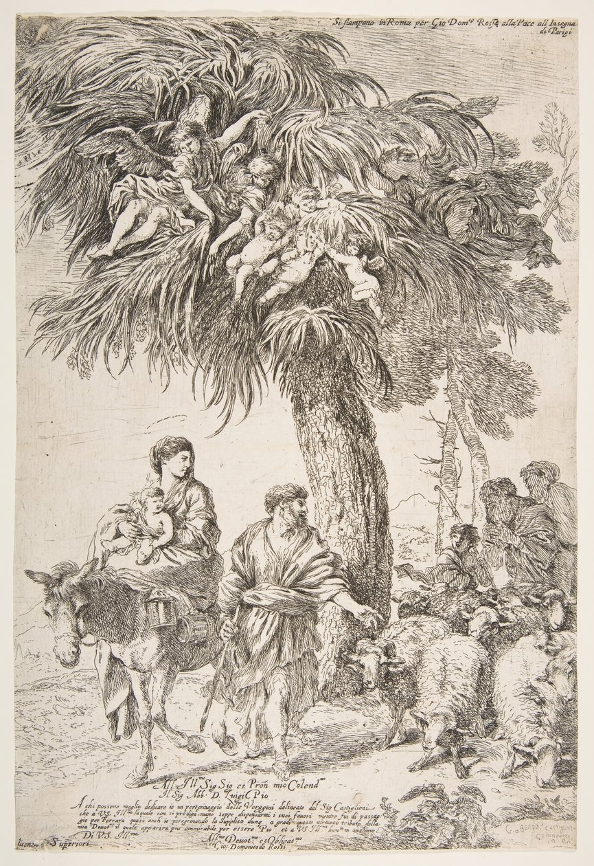 La Sagrada Familia en su huida a Egipto, ca. 1647 de Giovanni Benedetto Castiglione