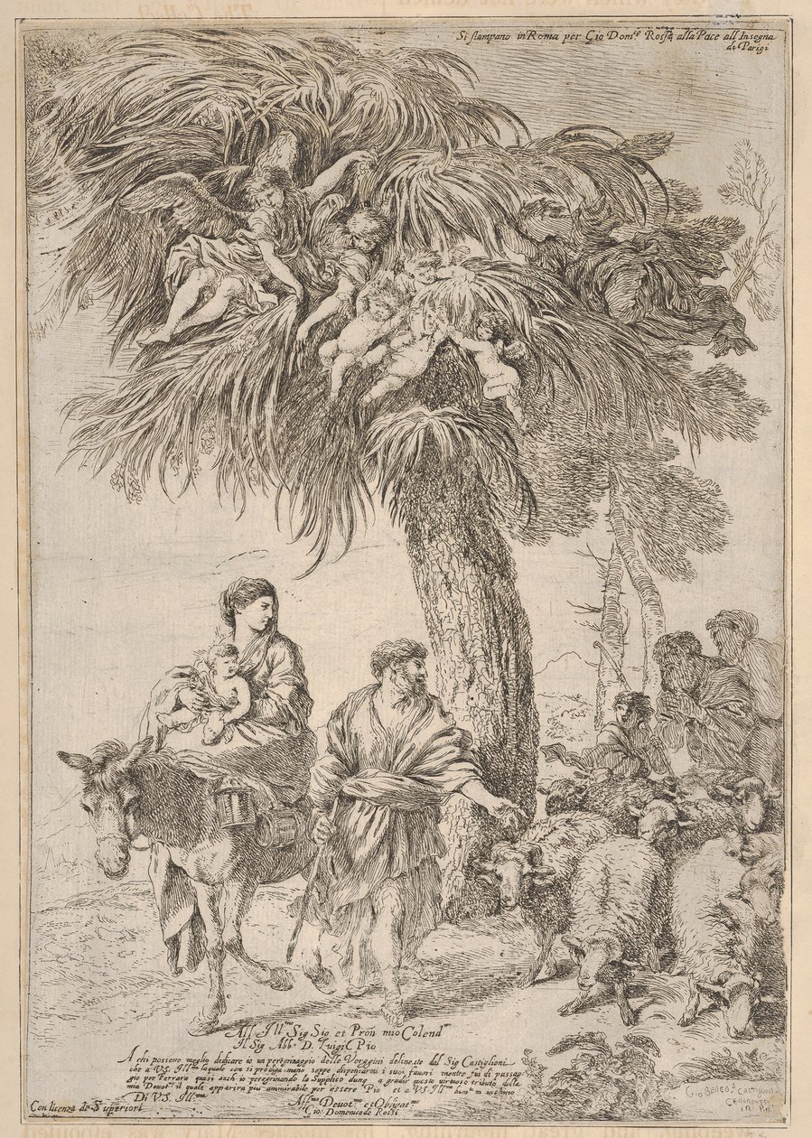 La Sagrada Familia en su huida a Egipto de Giovanni Benedetto Castiglione