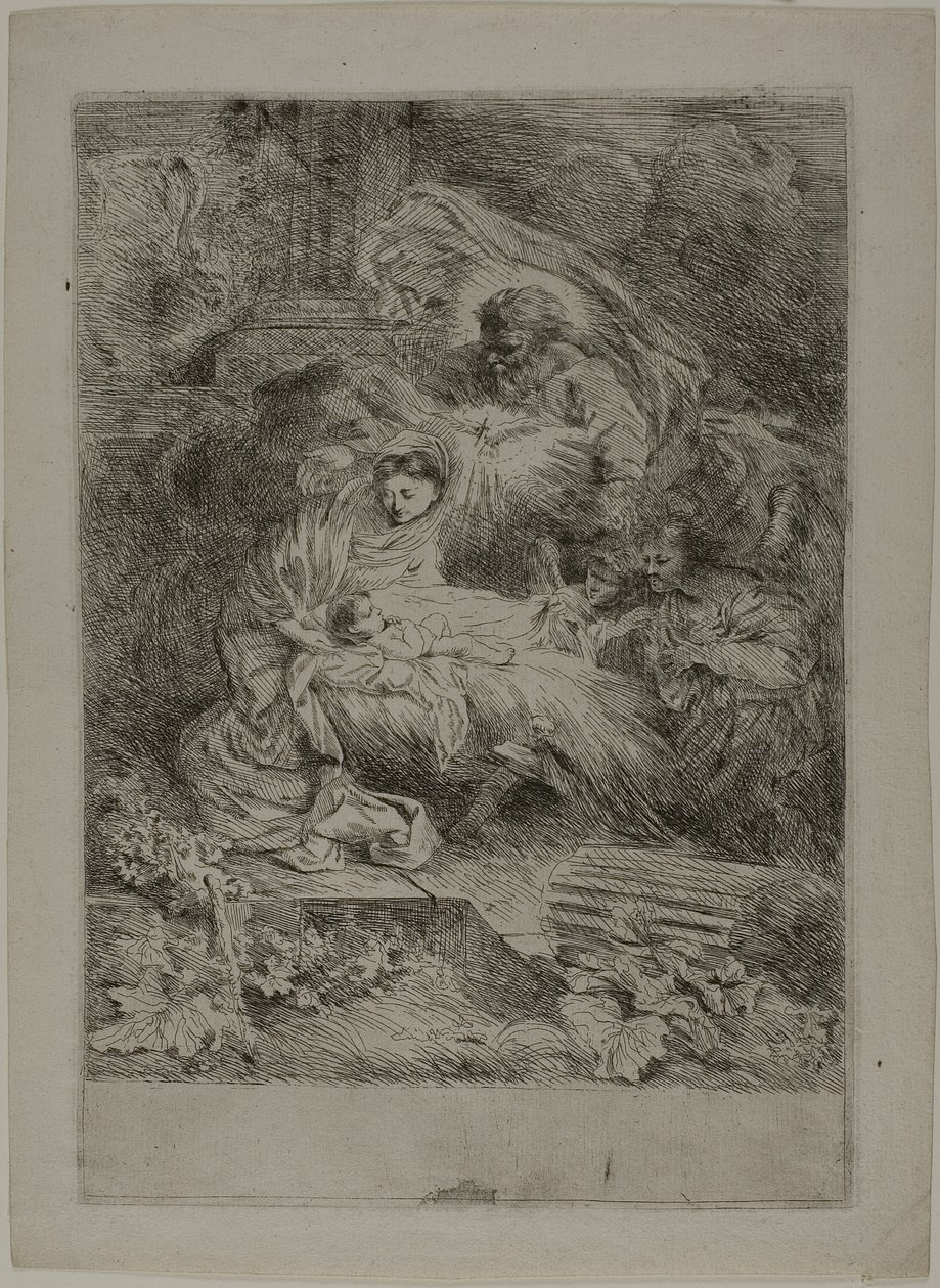 La Natividad con Dios Padre y ángeles de Giovanni Benedetto Castiglione