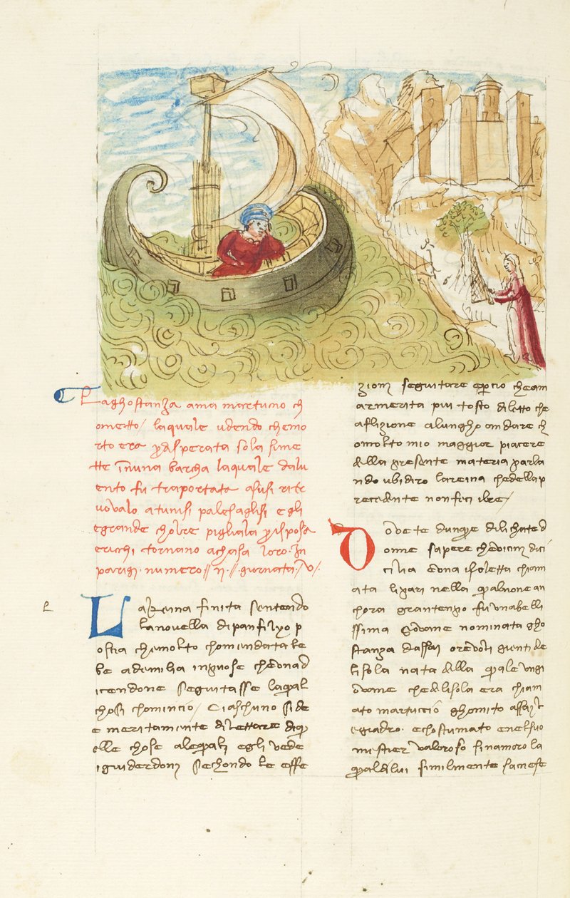Décaméron, Au gré des flots - La llegada de Gostanza a Susa, Quinto día, relato 2. de Giovanni Boccaccio