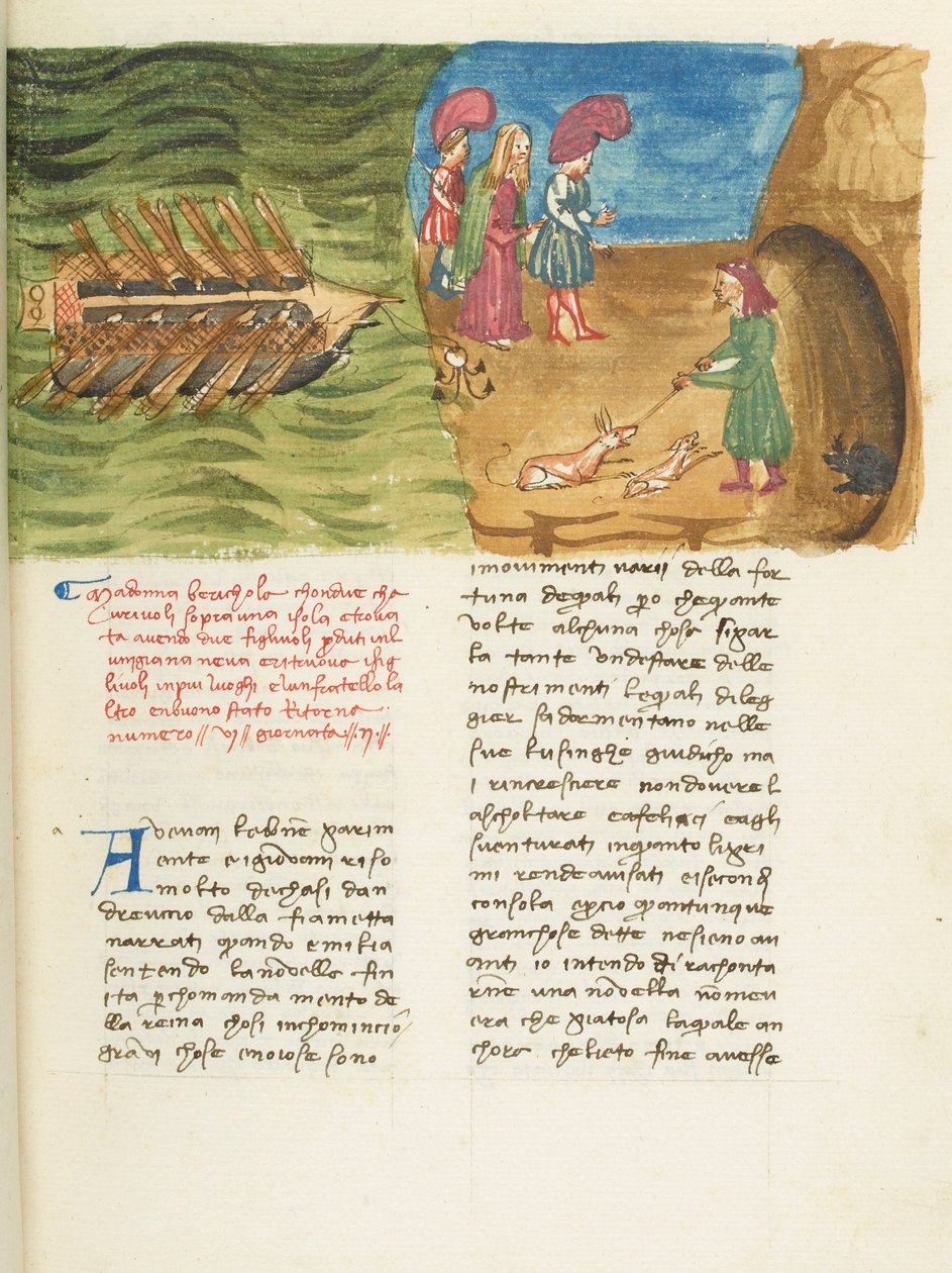 Decamerón, Beritola - Corrado II di Villafranca descubriendo Beritola , Segundo día, cuento 6. de Giovanni Boccaccio
