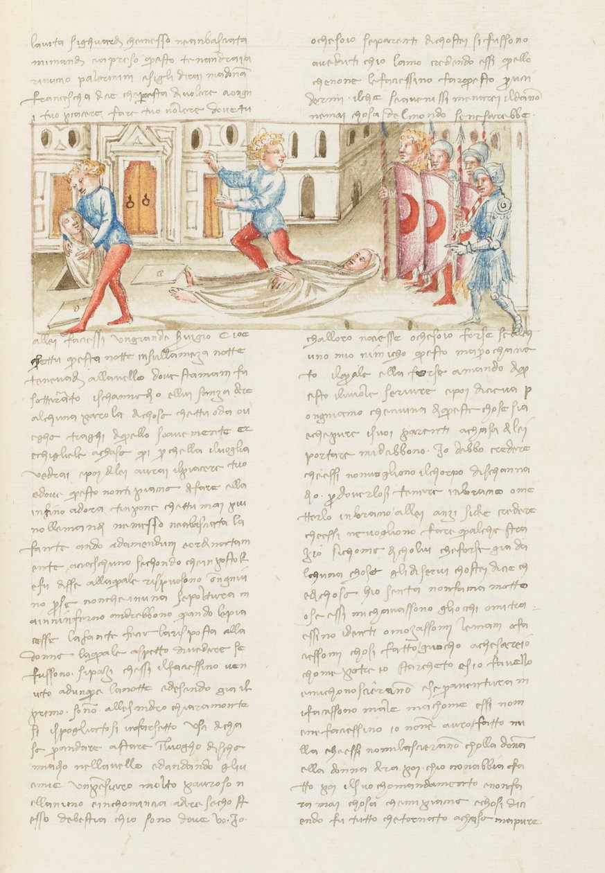 Decamerón, Espalda con espalda - Rinuccio Palermini en el cementerio -Rinuccio Palermini huyendo de la guardia , Noveno día, cuento 1. de Giovanni Boccaccio