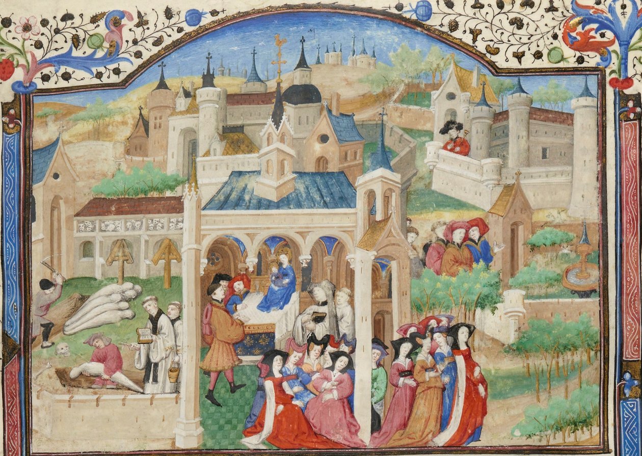 Decamerón, Salida de Florencia de los narradores del Decamerón de Giovanni Boccaccio