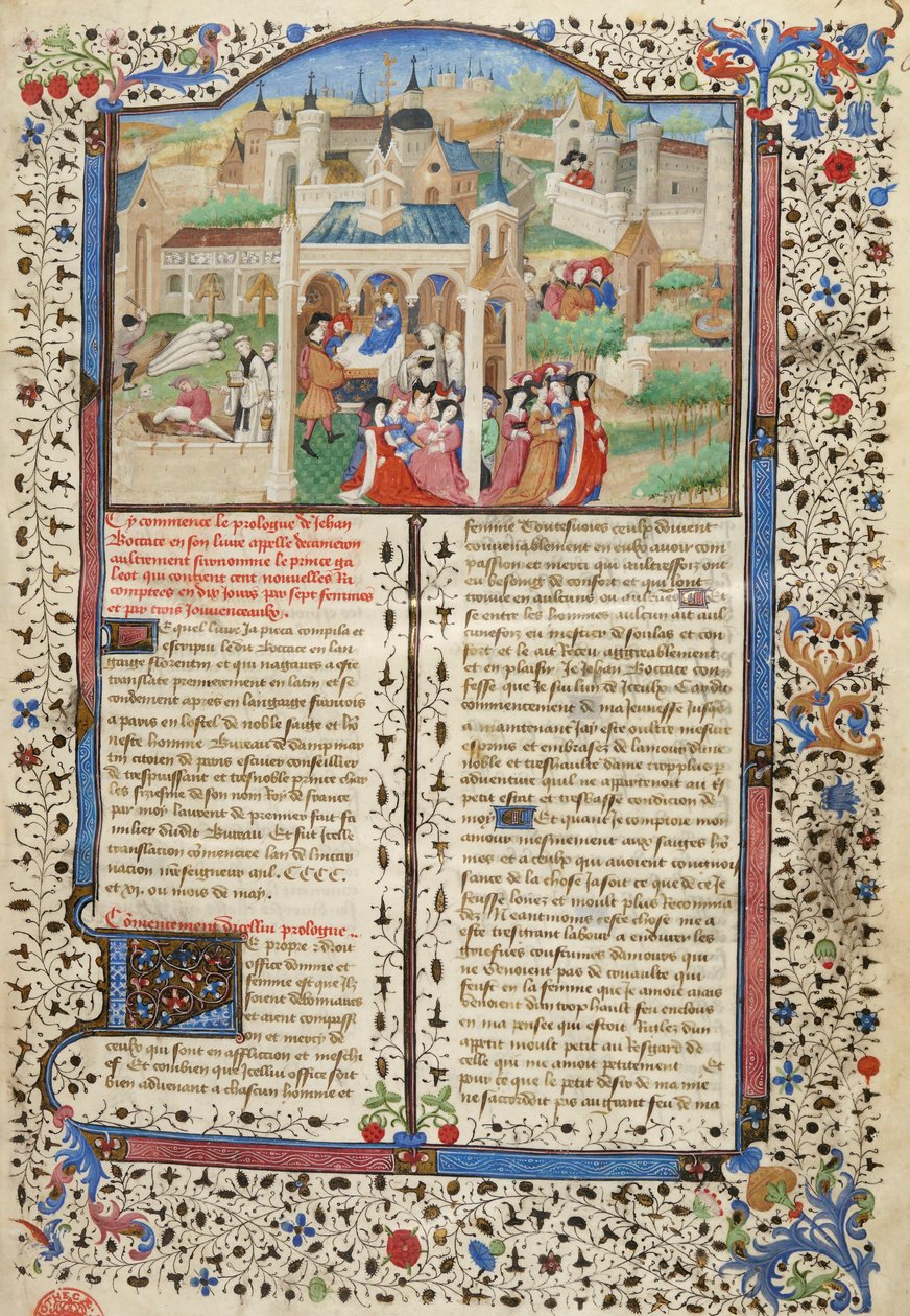 Decamerón, Salida de Florencia de los narradores del Decamerón de Giovanni Boccaccio