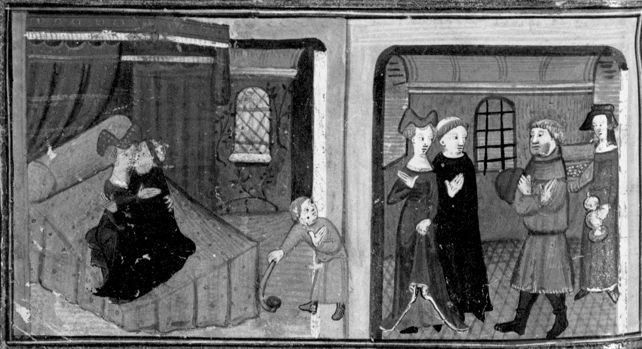 Decamerón, El hermano Rinaldo se acuesta con la madre de su ahijado; el hermano es recompensado por el padre del niño . Séptimo día, cuento 3 de Giovanni Boccaccio