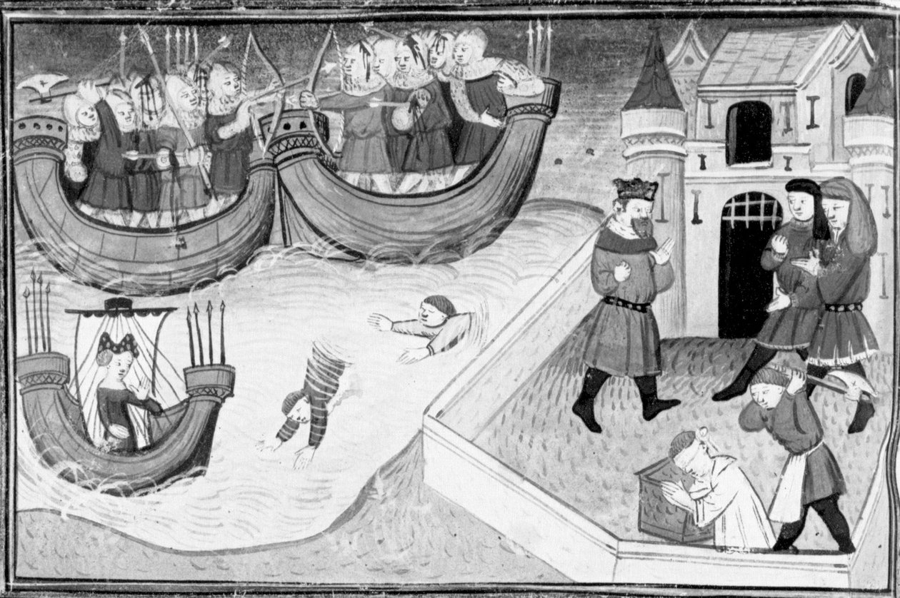 Decamerón, Gerbino aborda el barco de la hija del rey de Túnez; Gerbino es decapitado. Cuarto día, relato 4 de Giovanni Boccaccio