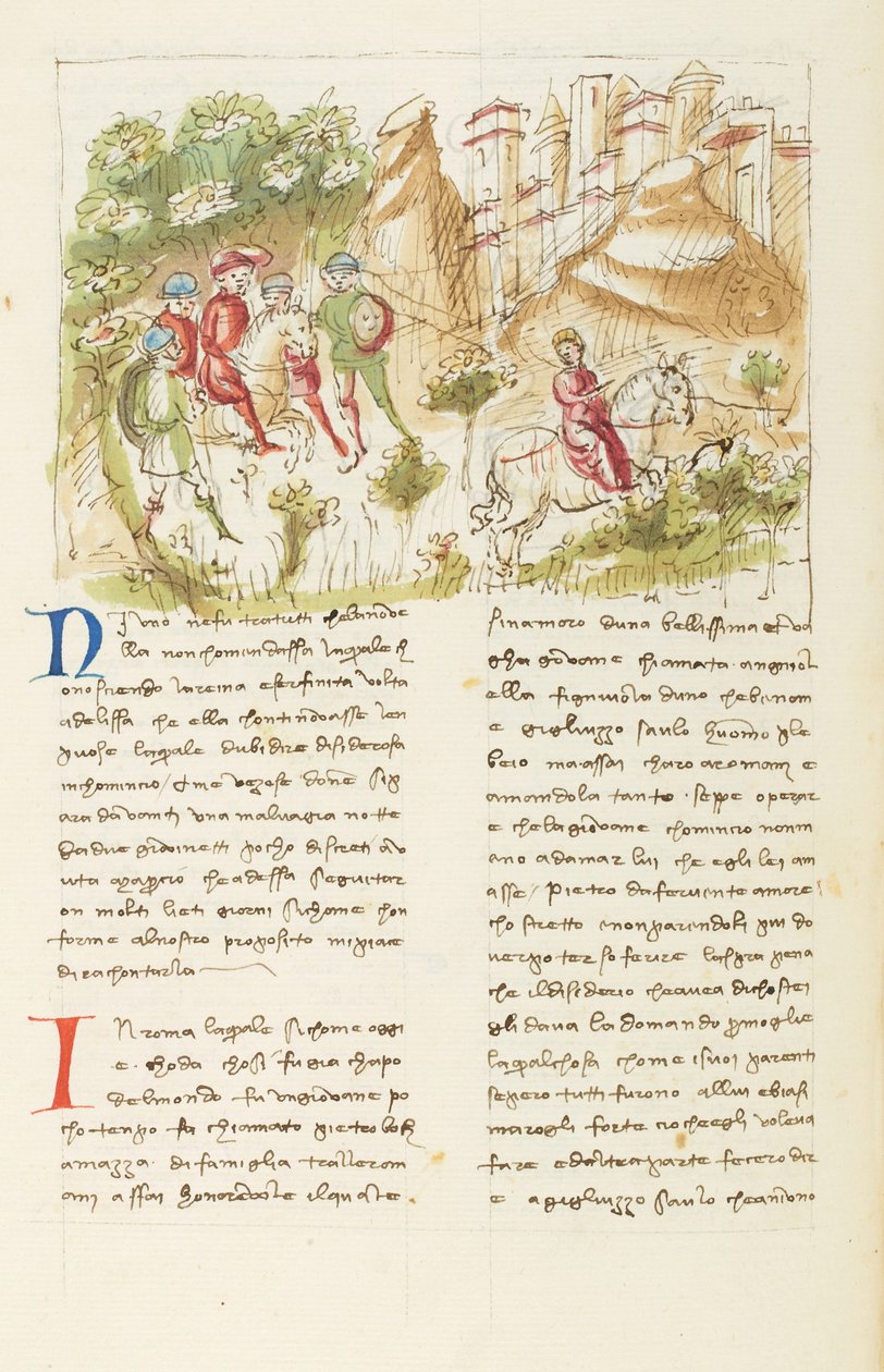 Decamerón, La campiña romana; Agnolella huyendo de los bandoleros, Quinto día, relato 3. de Giovanni Boccaccio
