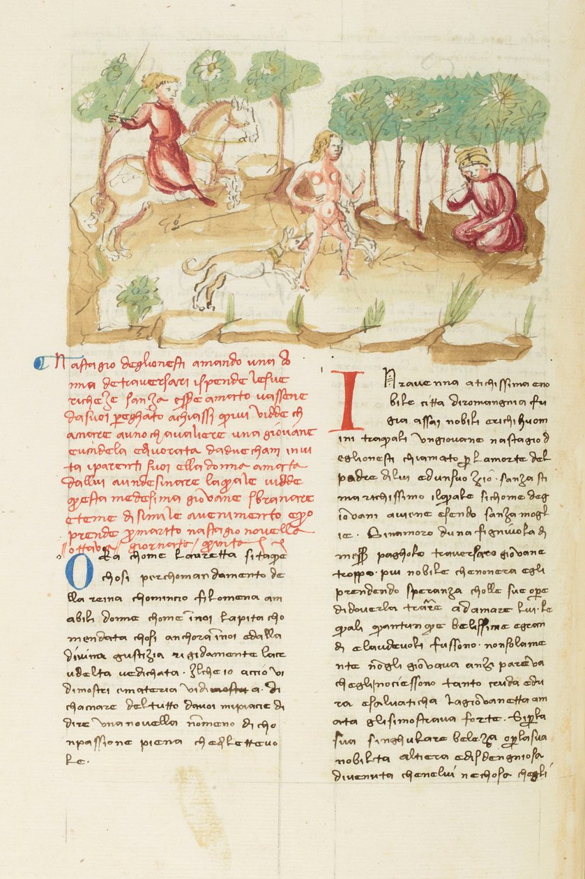 Decamerón, La caza infernal - Visión de Nastagio degli Onesti , Quinto día, relato 8. de Giovanni Boccaccio