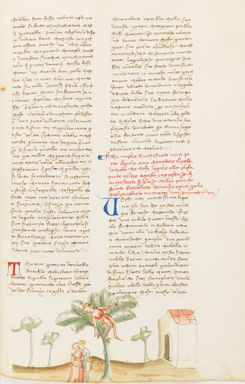 Decamerón, La recolección de las peras; Nicostrato maltratado por su mujer, Séptimo día, relato 9. de Giovanni Boccaccio