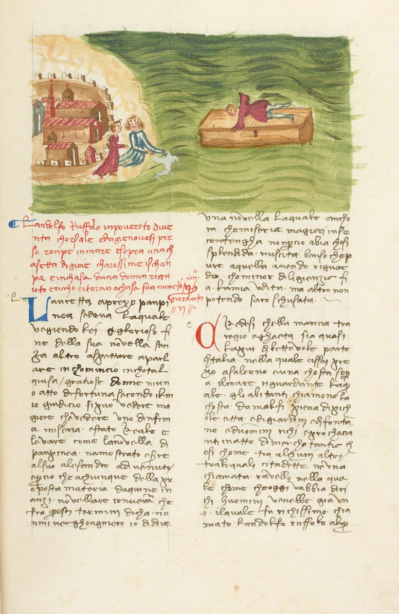 Decamerón, La tempestad - Landolfo Rufolo escapa del naufragio , Segundo día, relato 4. de Giovanni Boccaccio