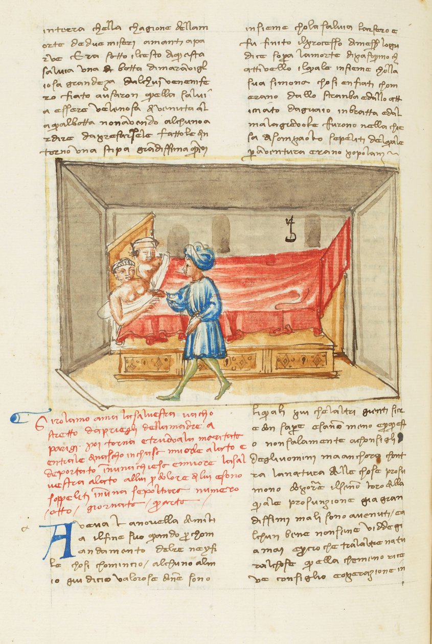 Decamerón, El pasado; Girolamo Sighieri en la habitación de Salvestra, Cuarto día, relato 8. de Giovanni Boccaccio