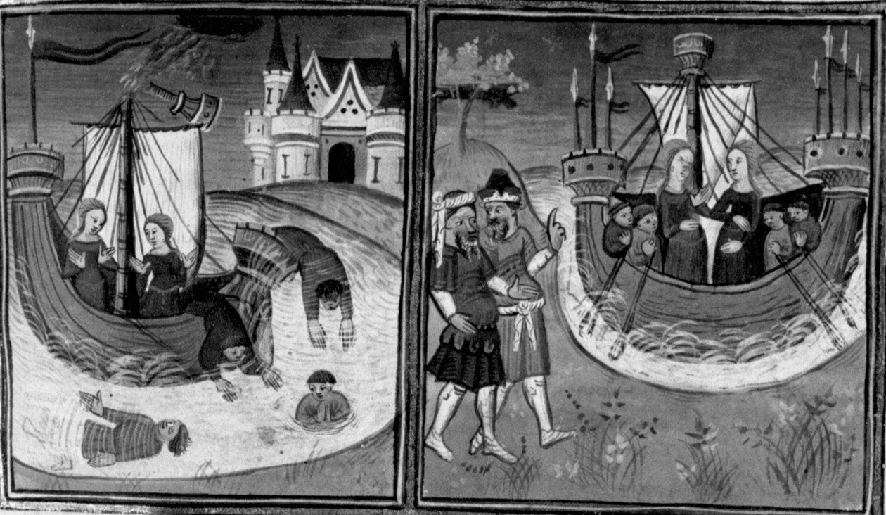 Decamerón, Naufragio de la nave de Alatiel; la joven regresa a casa. Segundo día, cuento 7 de Giovanni Boccaccio