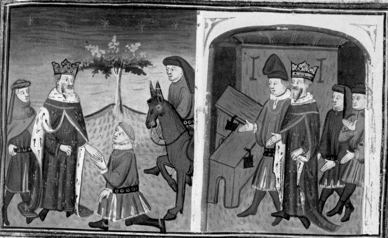 Decamerón, Ruggieri abandona al rey Alfonso; el rey invita a Ruggieri a elegir entre dos cofres. Décimo día, cuento 1 de Giovanni Boccaccio