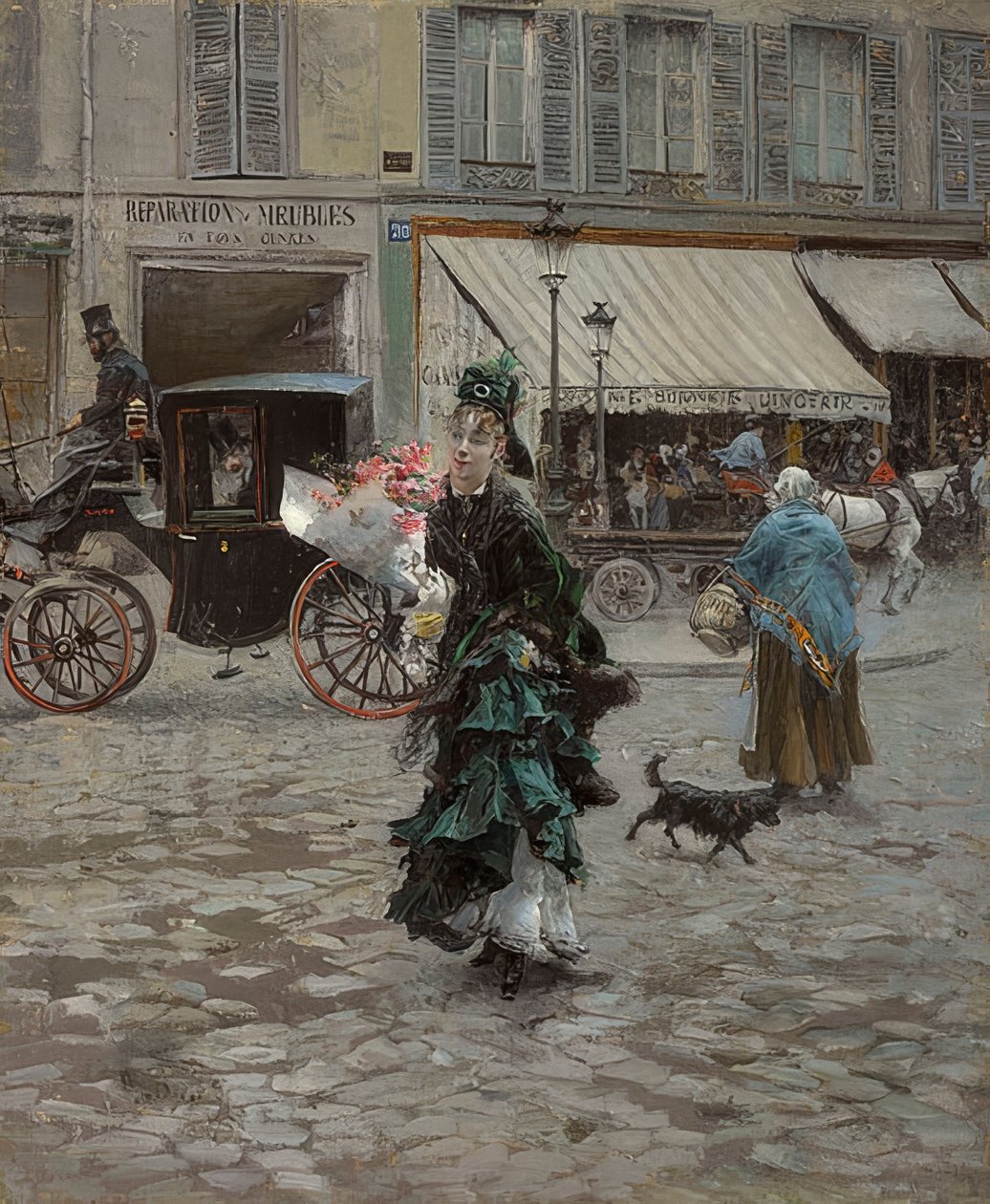 Al cruzar la calle. 1873-75 de Giovanni Boldini