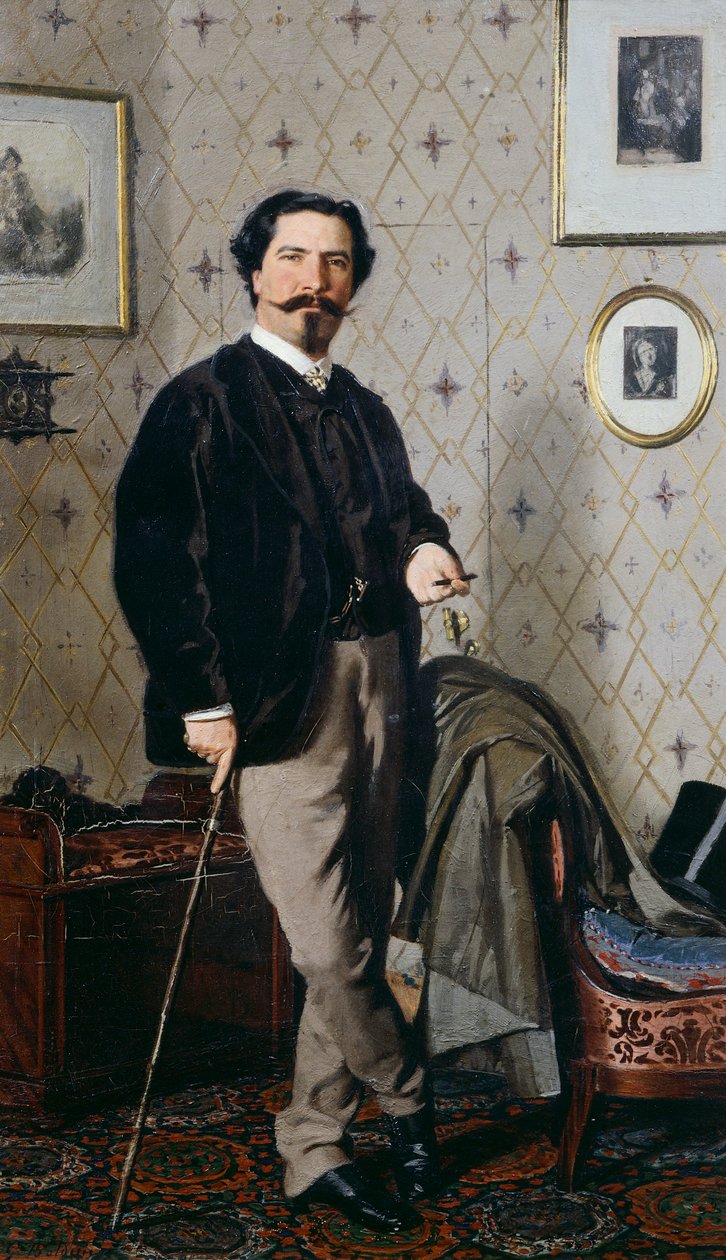 Retrato de Cristiano Banti con su bastón de Giovanni Boldini