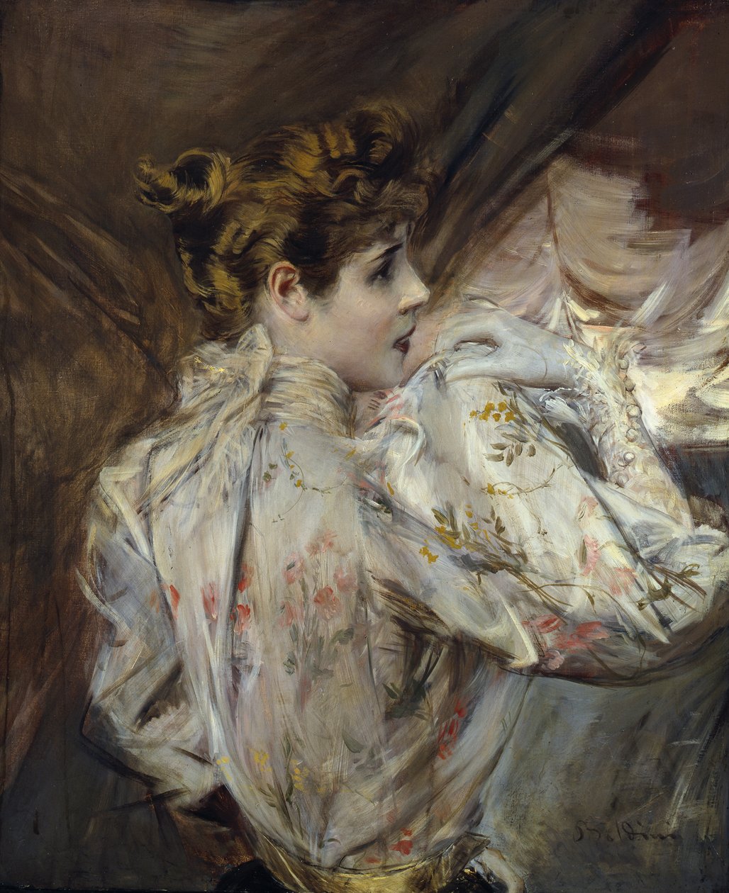Retrato de una joven en perfil Eleonora Duse, c. 1895 de Giovanni Boldini