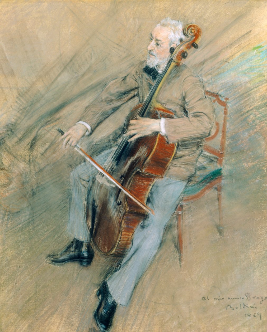 Retrato del violonchelista Gaetano Braga de Giovanni Boldini