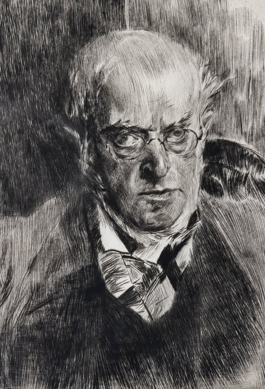 Retrato del pintor Adolph Menzel, detalle de Giovanni Boldini