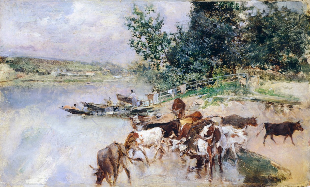 Abrevadero de ganado en el Sena de Giovanni Boldini