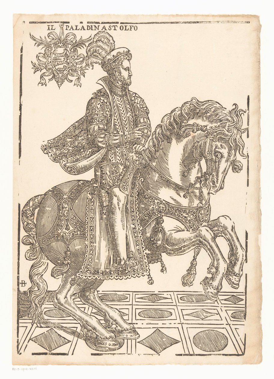 Astolfo a caballo Il paladin Astolfo (título sobre objeto) de Giovanni Britto