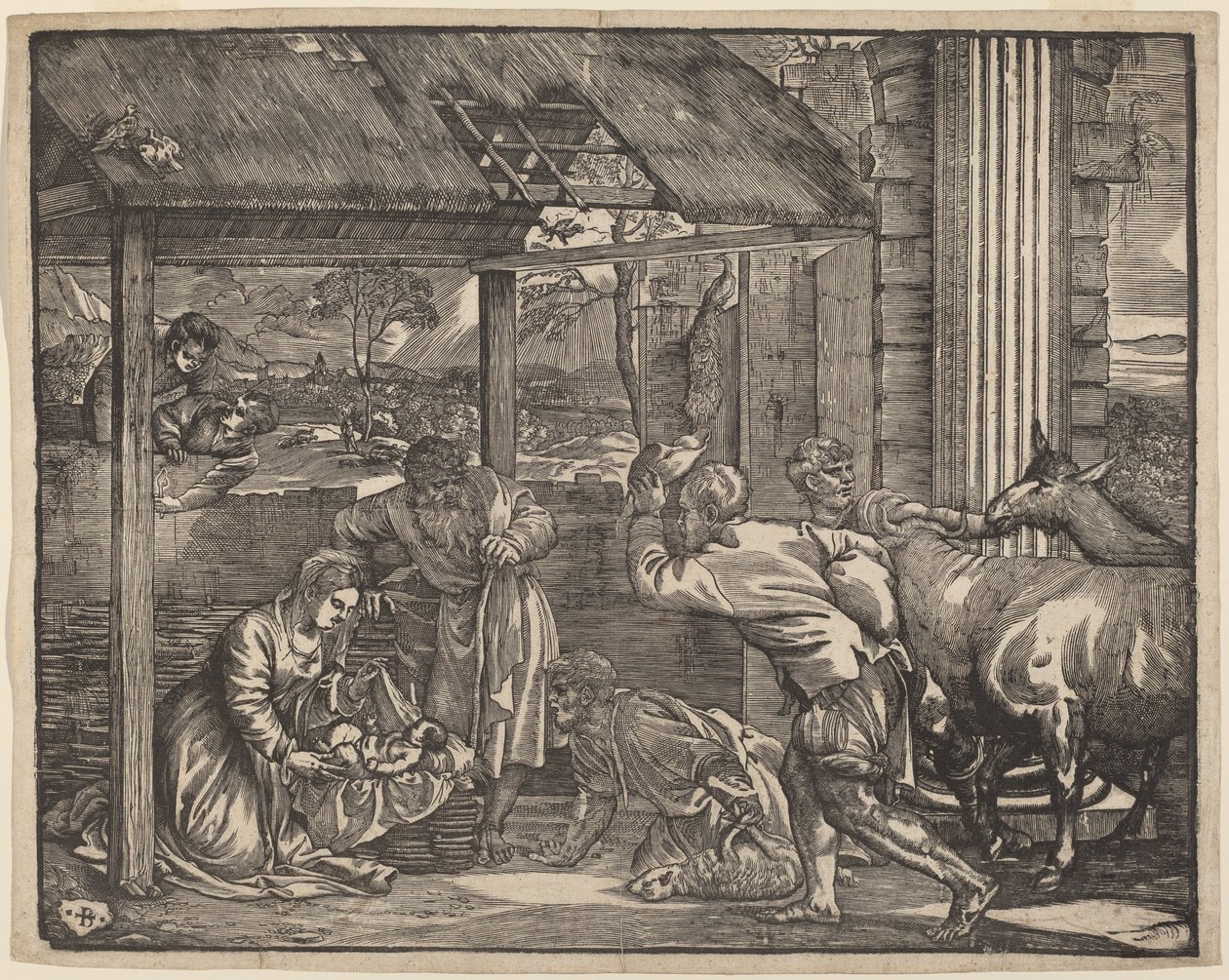 La adoración de los pastores de Giovanni Britto after Titian