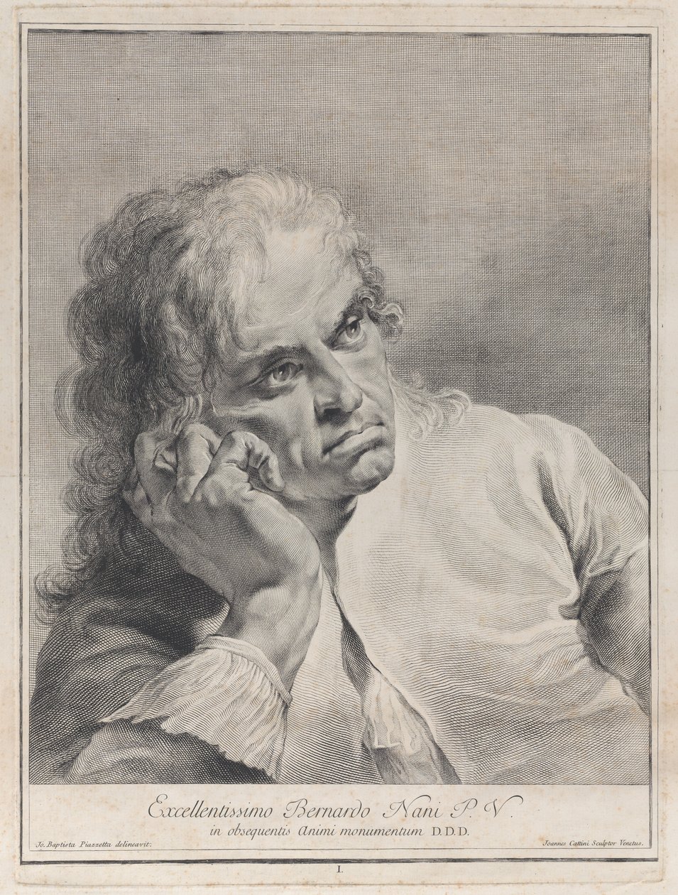 Hombre pensativo descansando su cabeza en su mano, 1743 de Giovanni Cattini