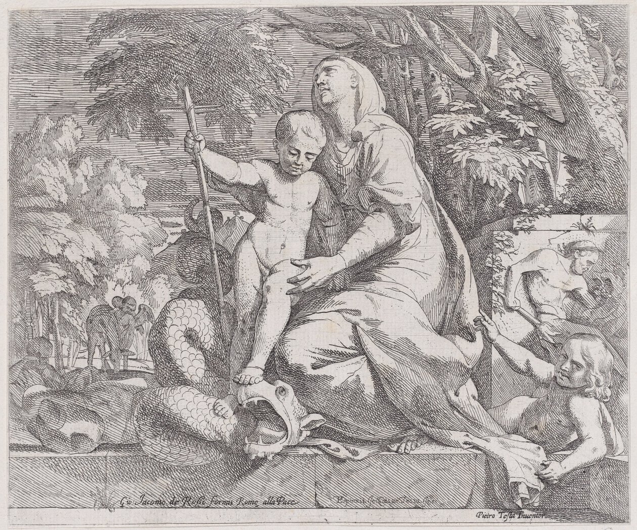 Alegoría del descanso en la huida a Egipto, 1650-55 de Giovanni Cesare Testa