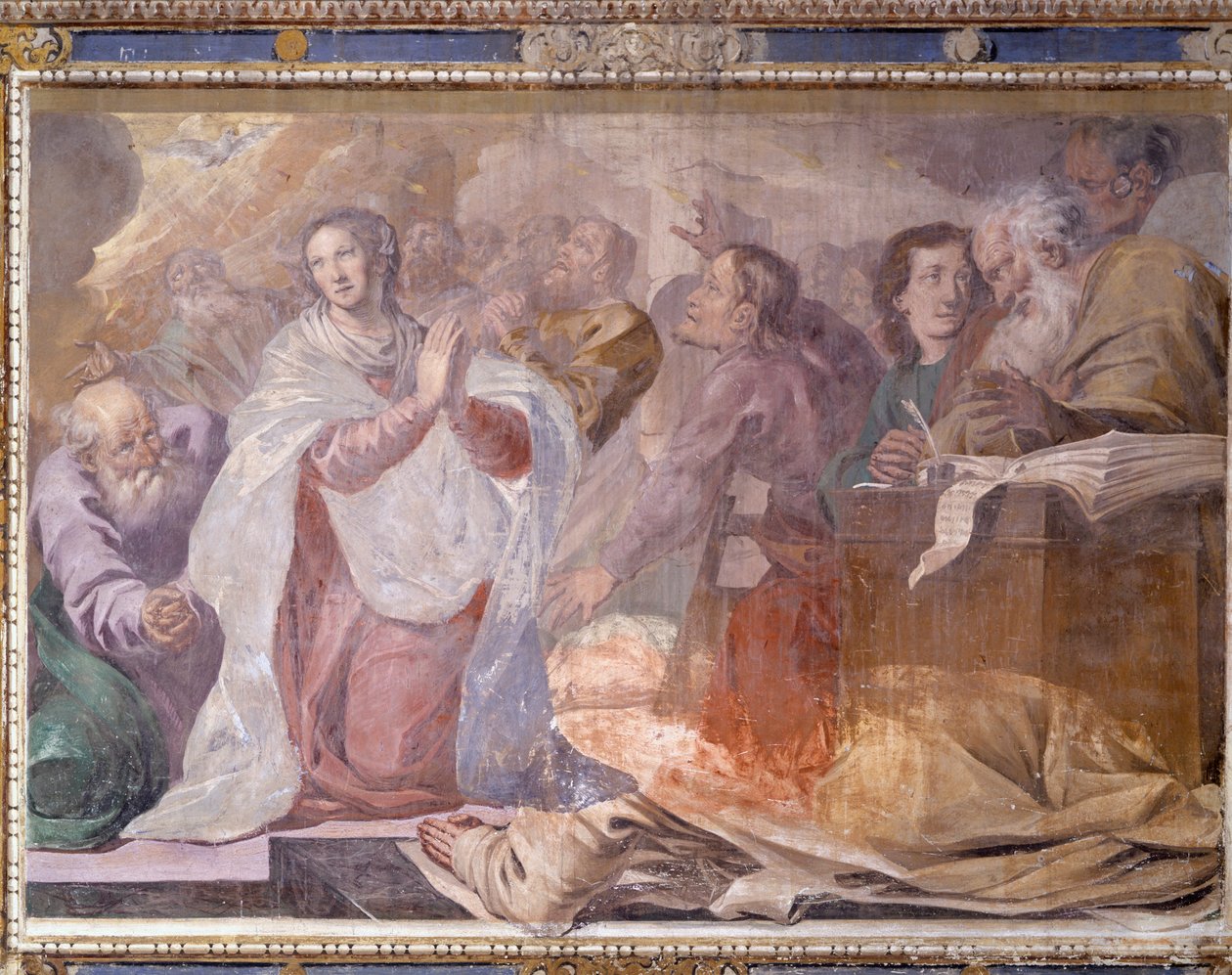 Italia, Lombardía, Pavía, Cartuja de Pavía (Certosa), Historias de Jesús y María, detalle del fresco de Giovanni Cristoforo Storer