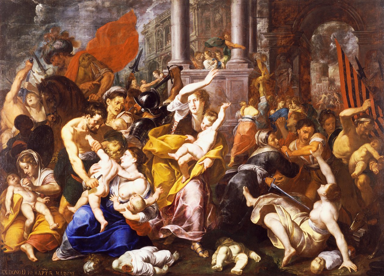 La masacre de los inocentes, de Johann Christoph Storer (1611-1671), óleo sobre lienzo, 300x420 cm, Iglesia de San Eustorgio, Milán, Italia. de Giovanni Cristoforo Storer