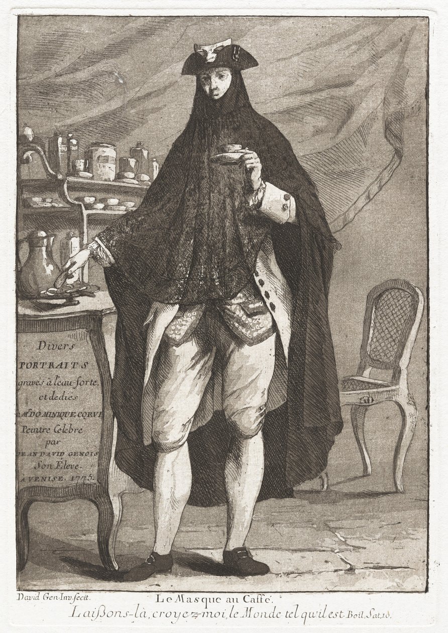 El hombre enmascarado tomando café de Giovanni David