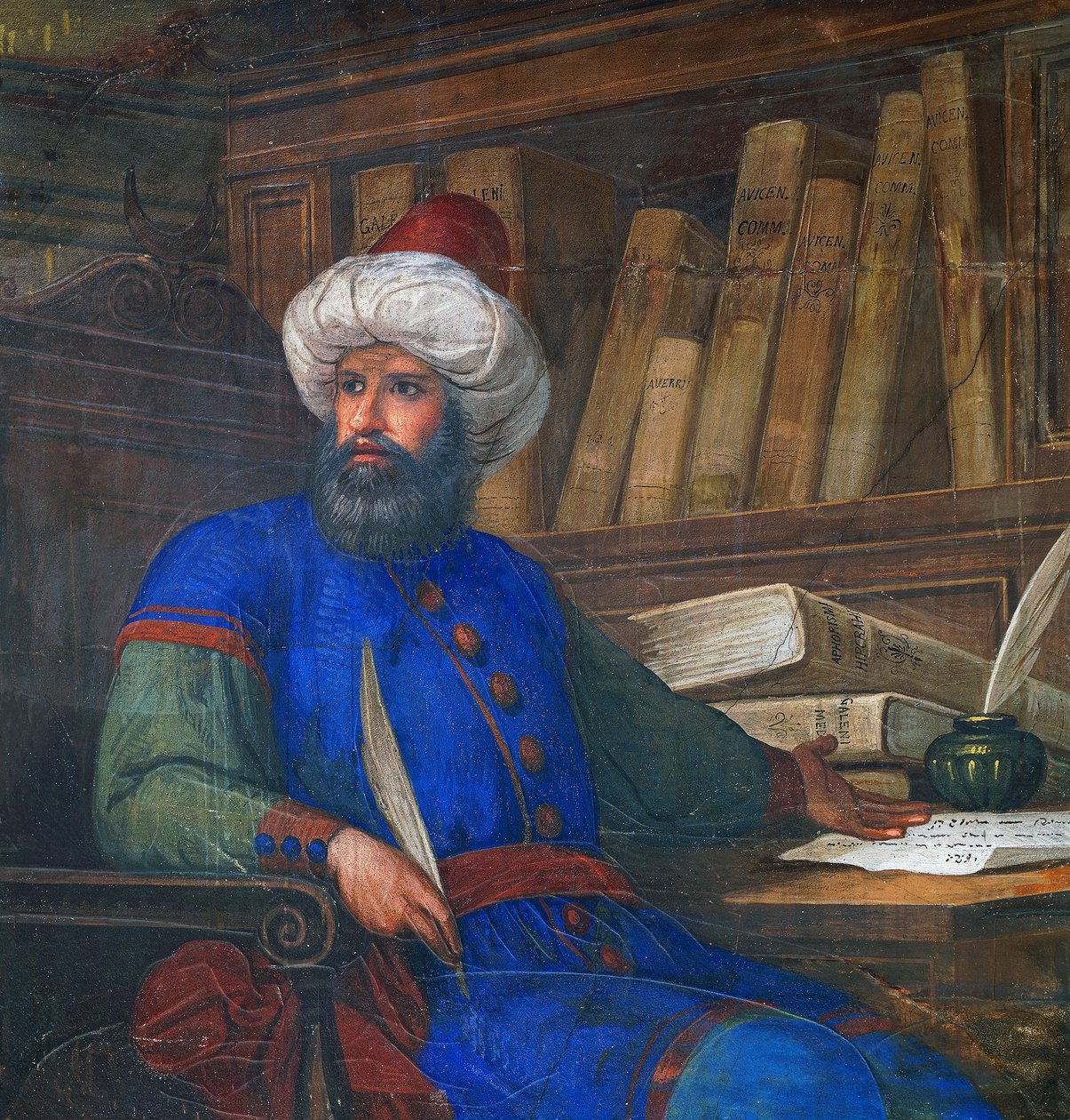 Retrato de Andrea Alpago (1450-1522), médico y filósofo, fresco de Giovanni De Min (1786-1859), Ayuntamiento de Belluno, Véneto, Italia. de Giovanni De Min