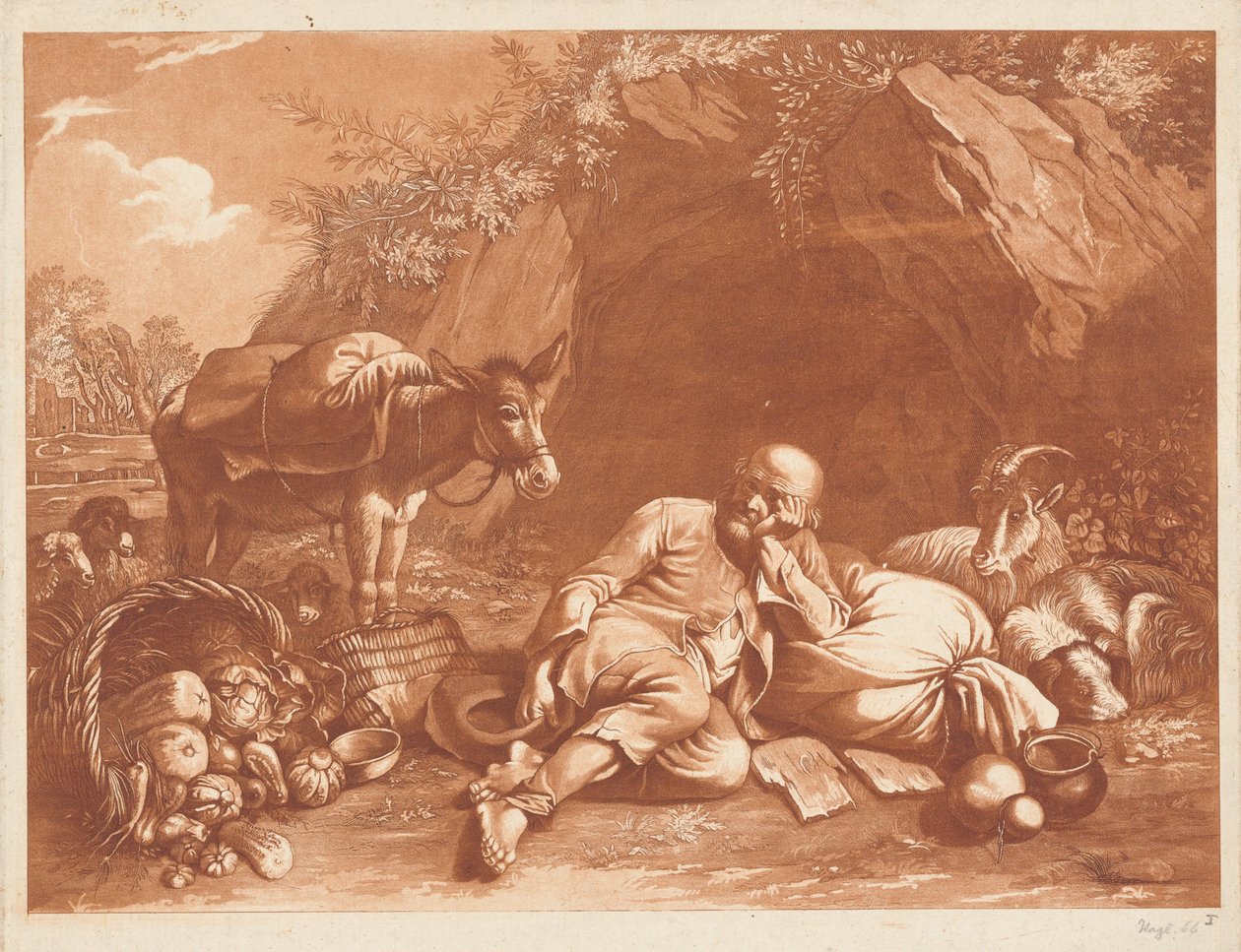 Un anciano apoyado en un saco de Giovanni De Pian after Francesco Londonio
