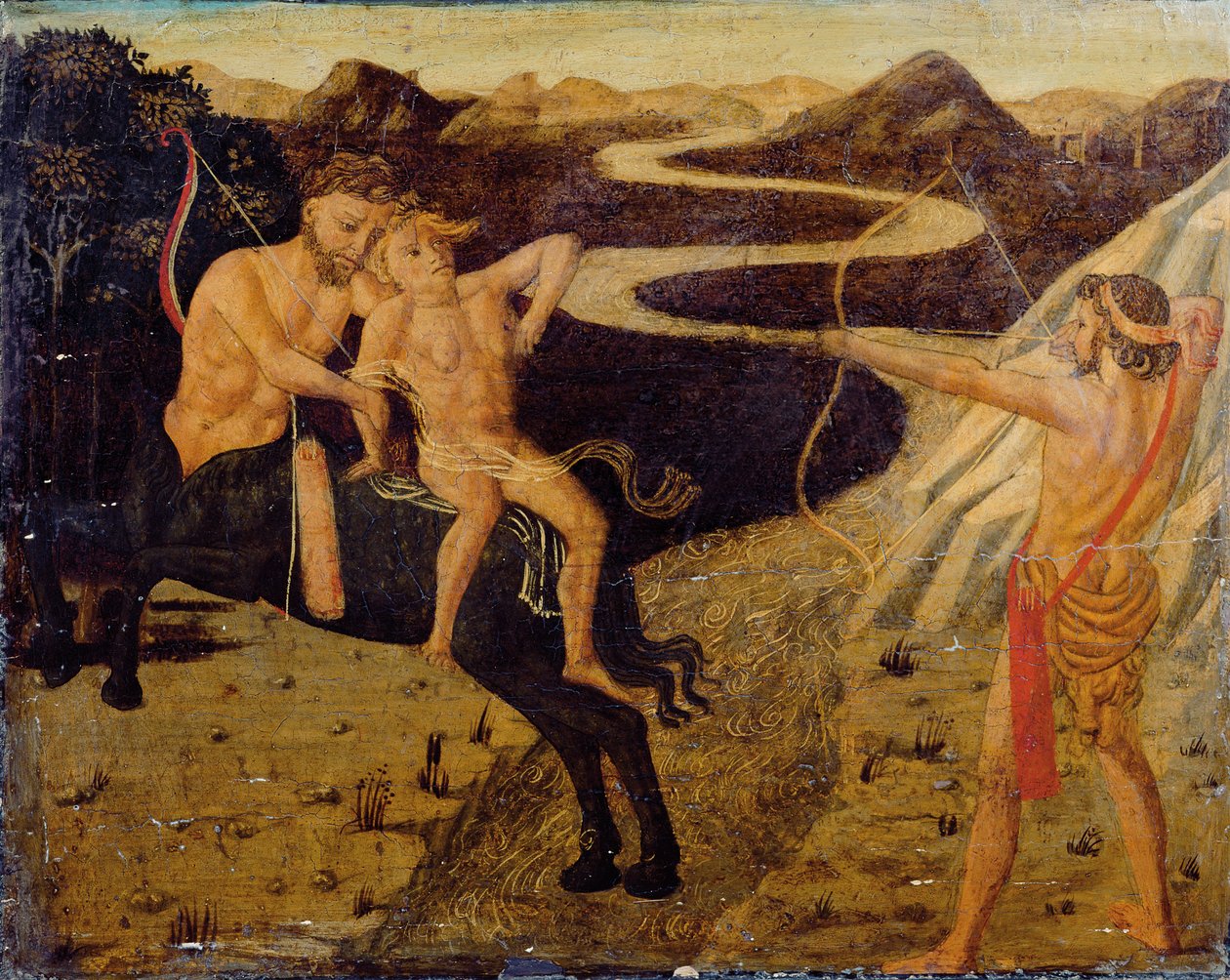 Panel de cassone: Hércules salvando a Deianira de Neso de Giovanni Di Ser Giovanni Guidi