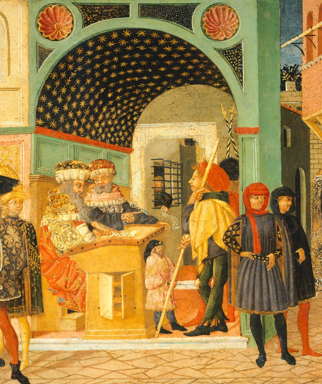 Historias de Susana, circa 1450, lado derecho de cofre pintado (detalle) de Giovanni Di Ser Giovanni Lo Scheggia Guidi
