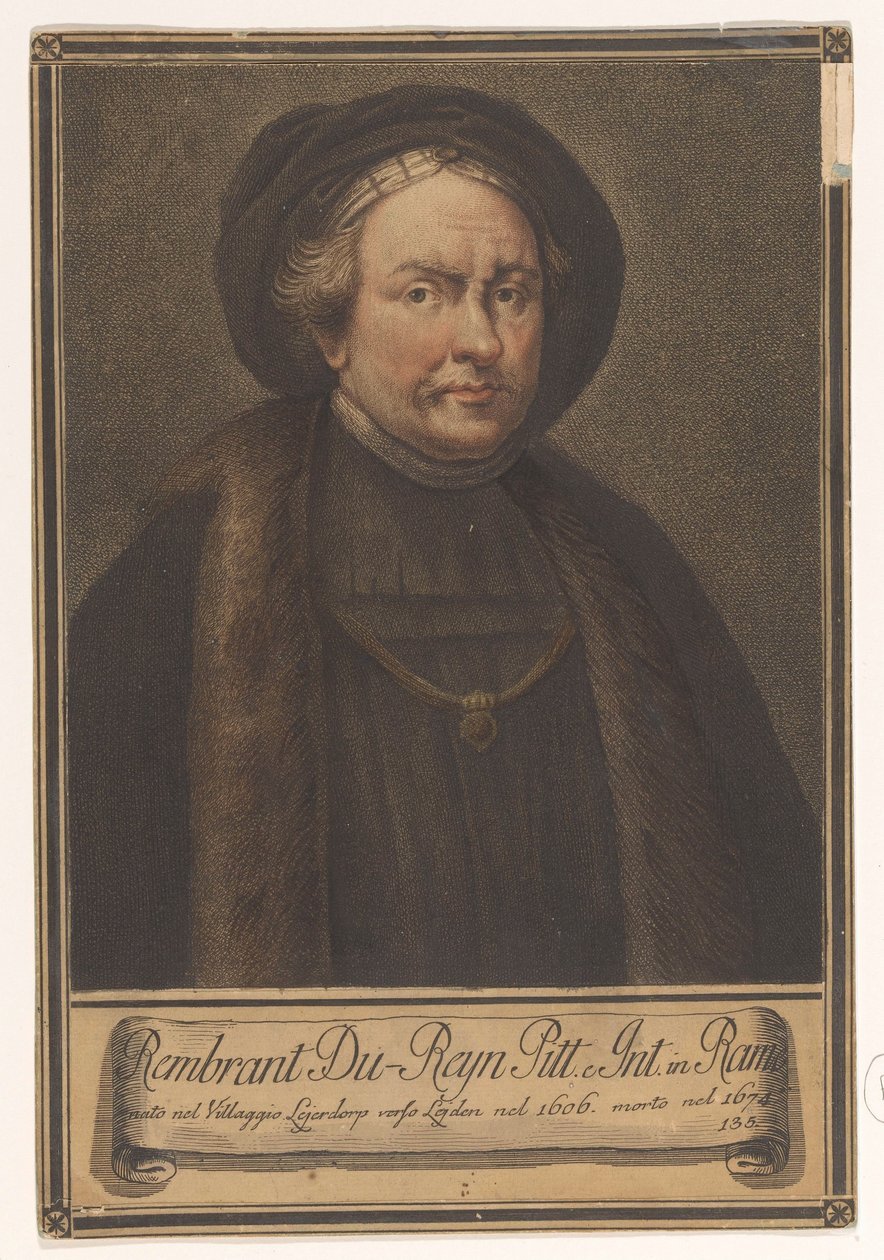 Retrato del artista Rembrandt Harmensz. del Rin Retratos de artistas (título de la serie) de Giovanni Domenico Campiglia