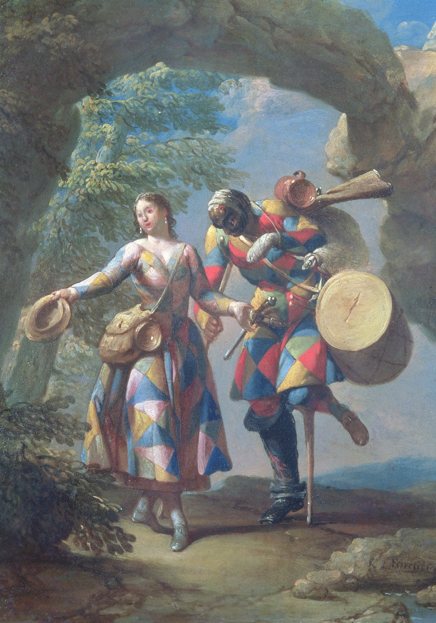Un arlequín regresando de la guerra, c.1742 de Giovanni Domenico Ferretti