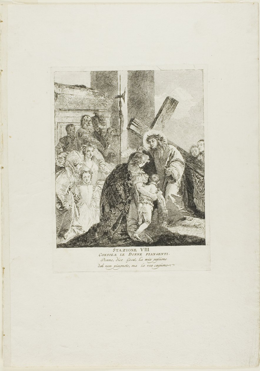 Cristo consuela a las lloronas, lámina ocho del Vía Crucis de Giovanni Domenico Tiepolo