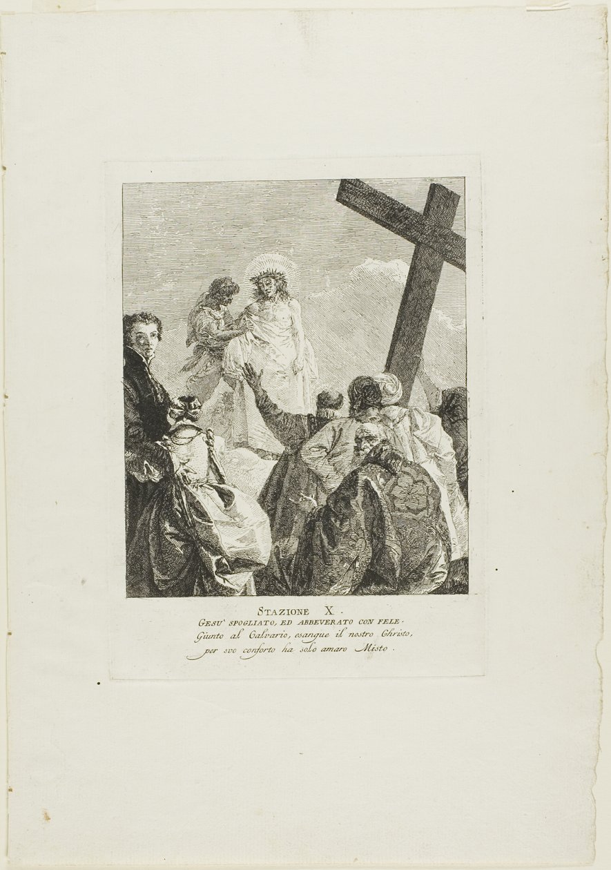 Cristo es despojado de sus vestiduras, lámina diez del Vía Crucis de Giovanni Domenico Tiepolo