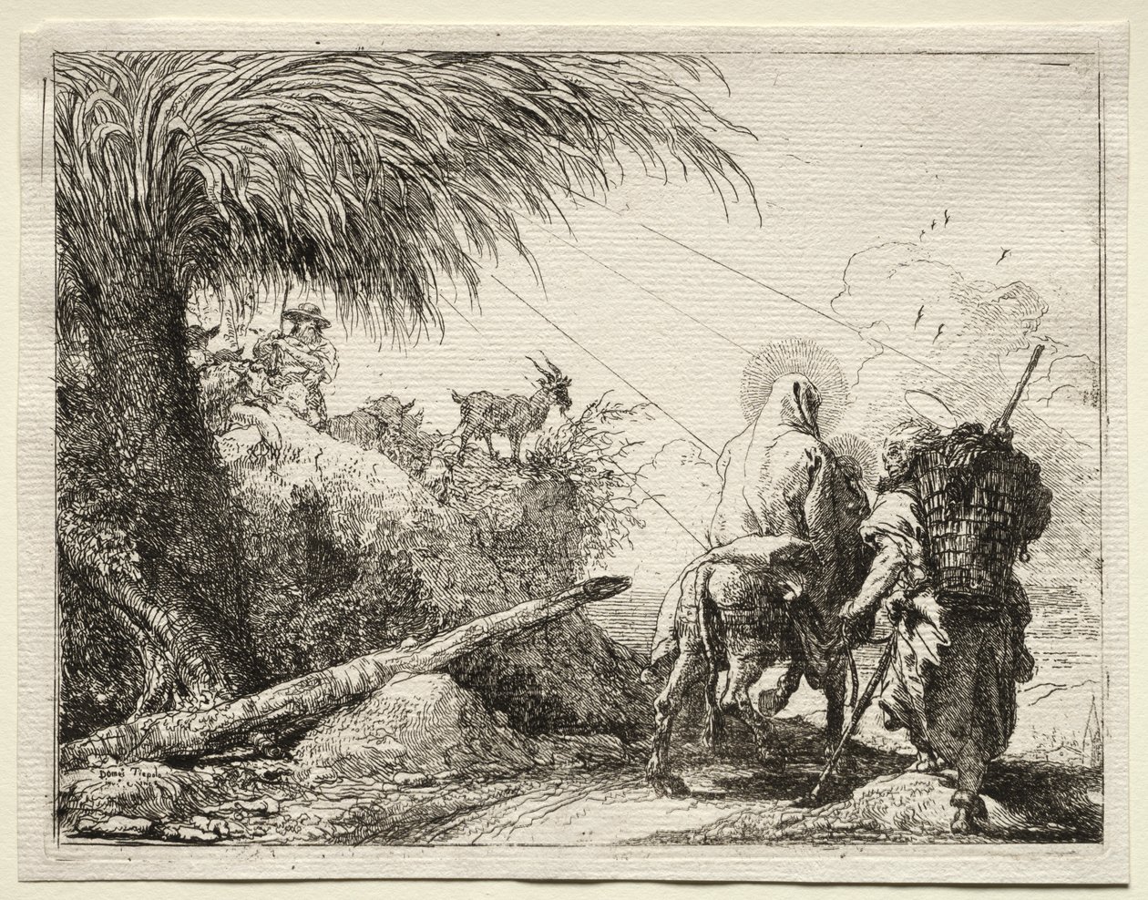 Huida a Egipto: La Sagrada Familia y la palmera de Giovanni Domenico Tiepolo