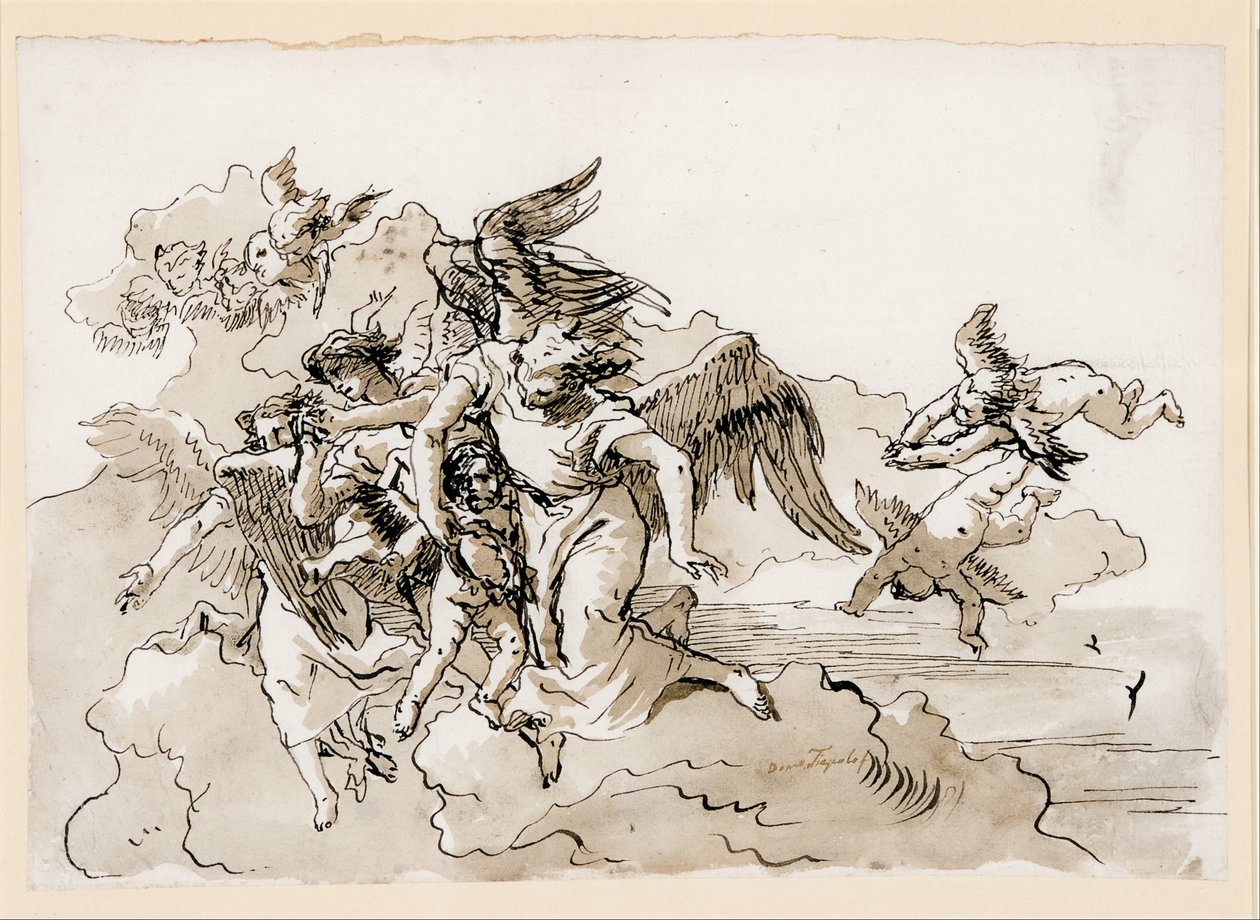 Ángeles voladores y Putti de Giovanni Domenico Tiepolo
