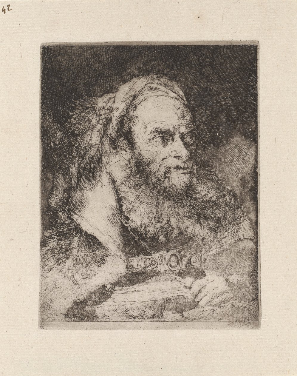 Cabeza de oriental, libro en mano, de la Raccolta di Teste (Colección de cabezas) de Giovanni Domenico Tiepolo