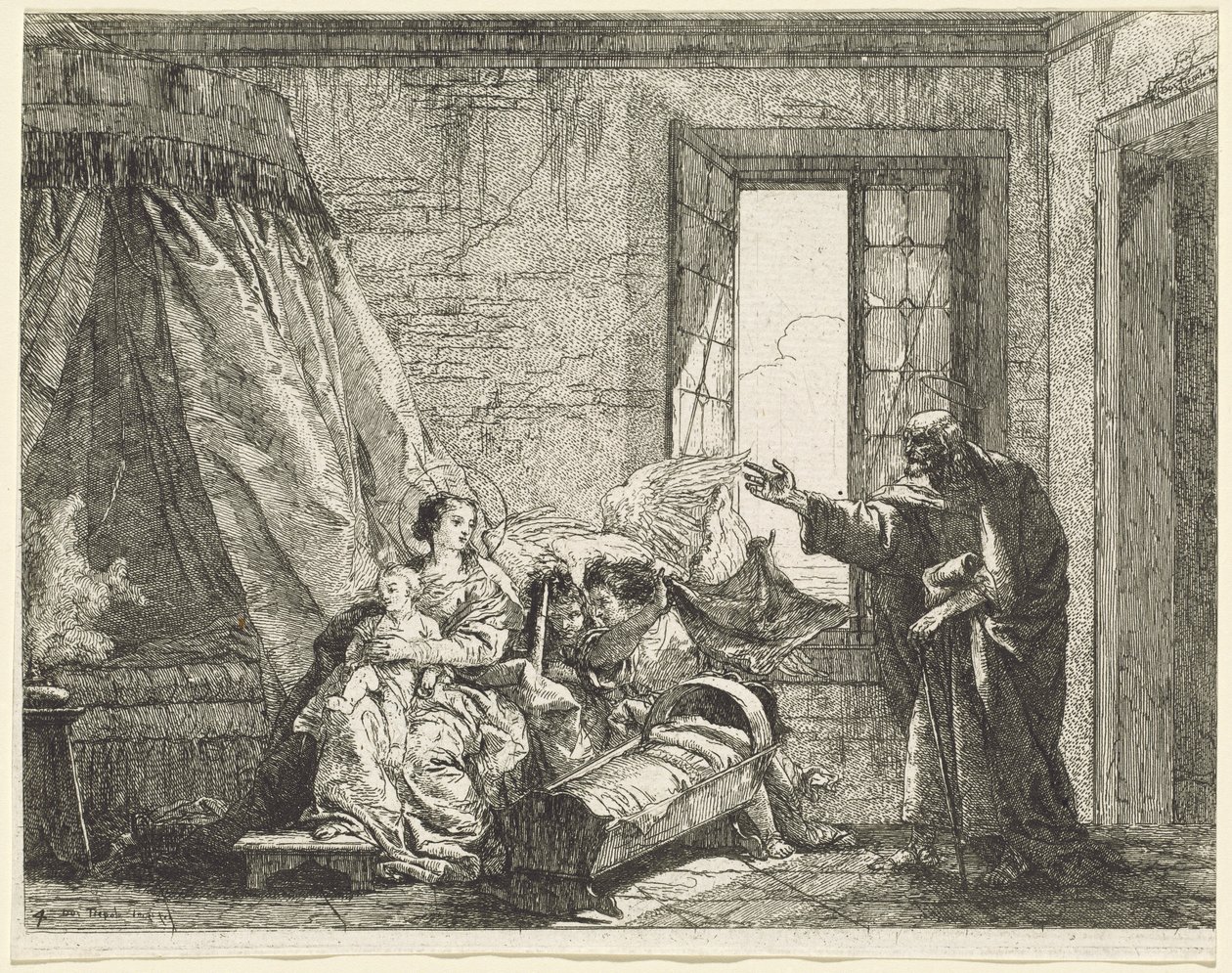 José transmite a María el mandato de Dios de huir de Giovanni Domenico Tiepolo