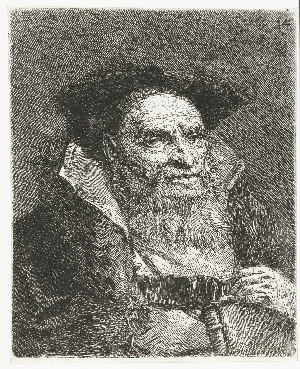 hombre con boina Colección de cabezas (título de la serie) Raccolta di Teste (título de la serie) de Giovanni Domenico Tiepolo