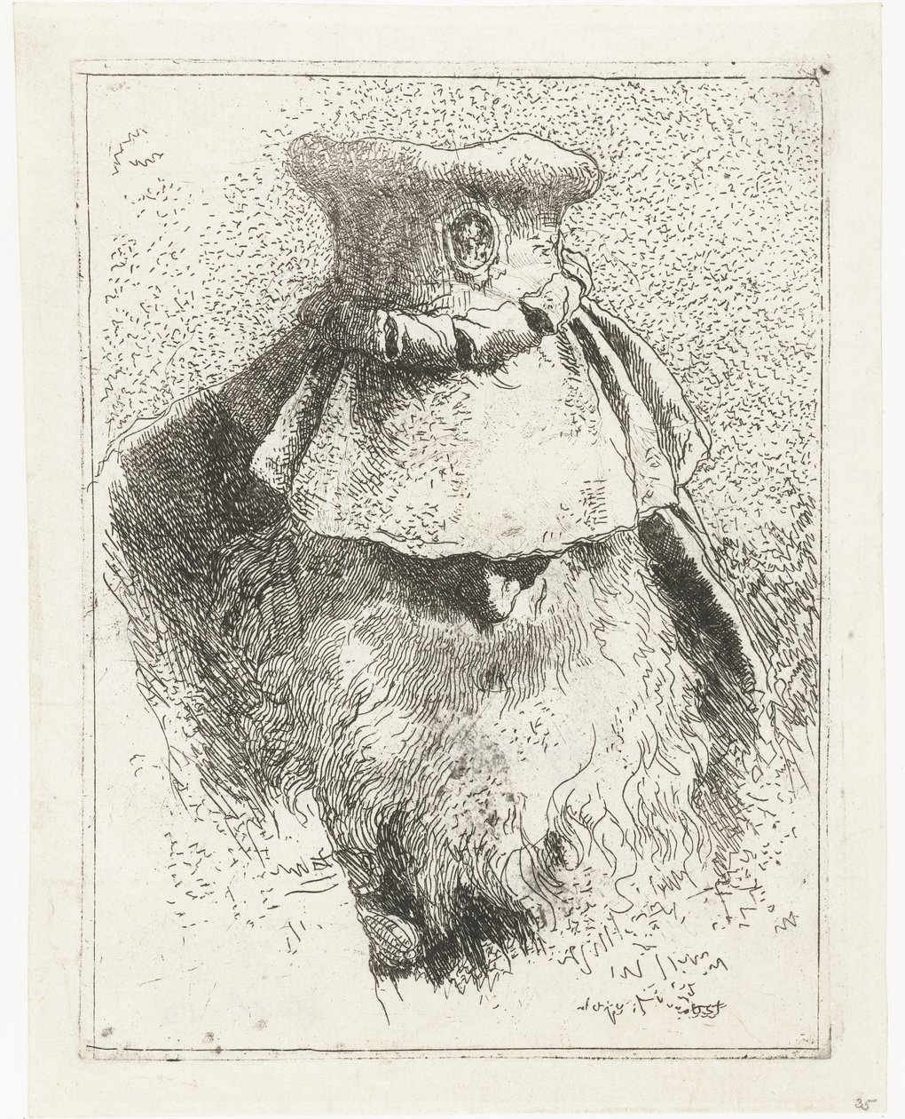 Hombre con cabeza inclinada y sombrero grande Colección de cabezas (título de la serie) Raccolta di Teste (título de la serie) de Giovanni Domenico Tiepolo
