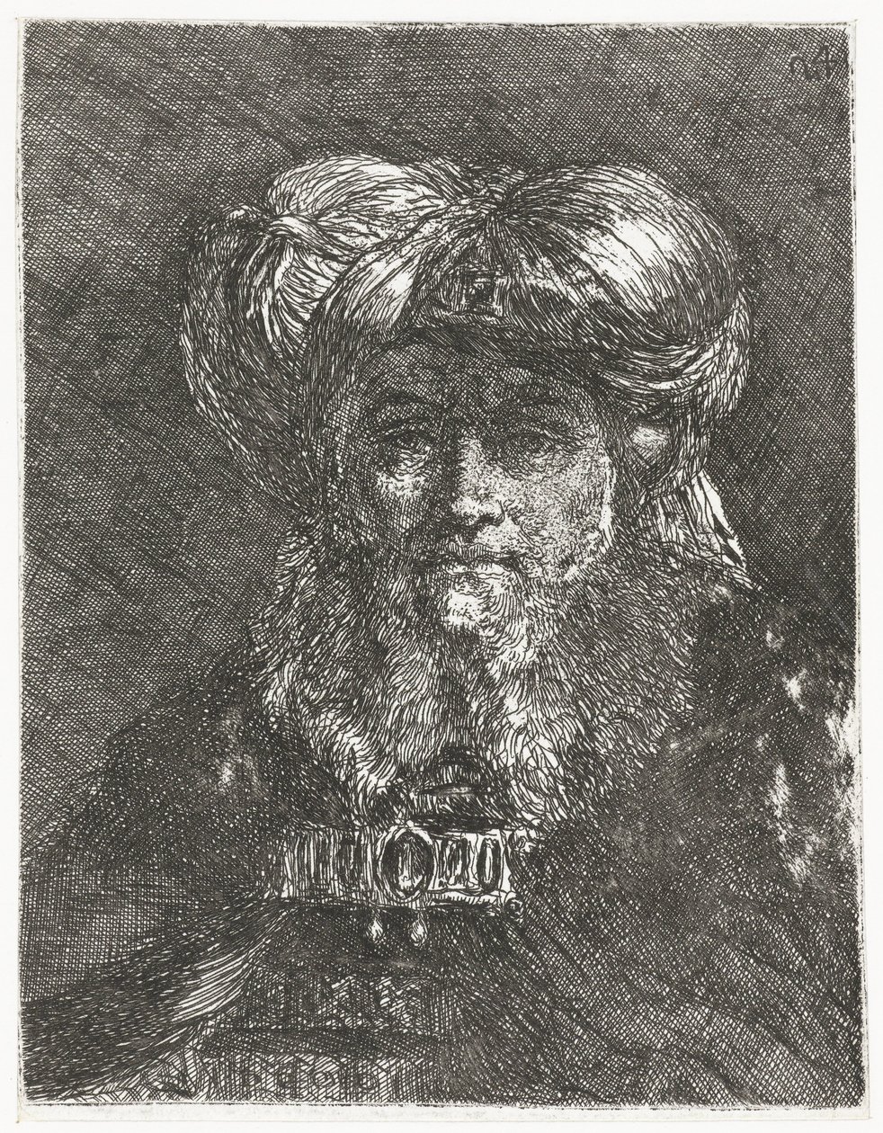 Hombre con gran turbante Colección de cabezas (título de la serie) Raccolta di Teste (título de la serie) de Giovanni Domenico Tiepolo