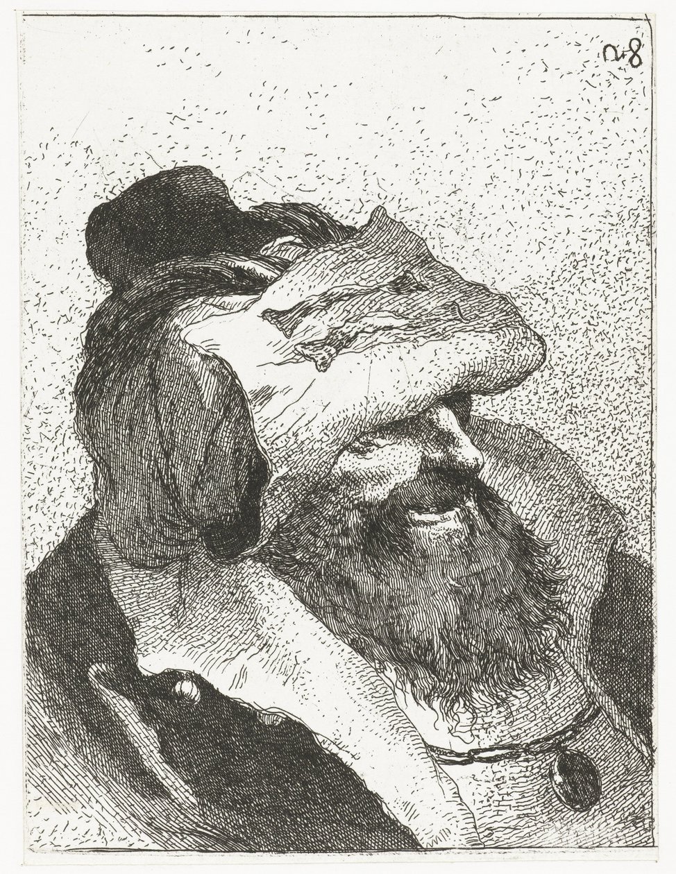 Hombre con sombrero vuelto Colección de cabezas (título de la serie) Raccolta di Teste (título de la serie) de Giovanni Domenico Tiepolo