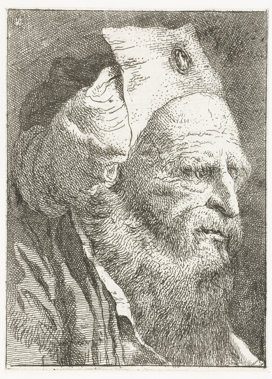 El hombre del sombrero vuelto Colección de cabezas (título de la serie) Raccolta di Teste (título de la serie) de Giovanni Domenico Tiepolo