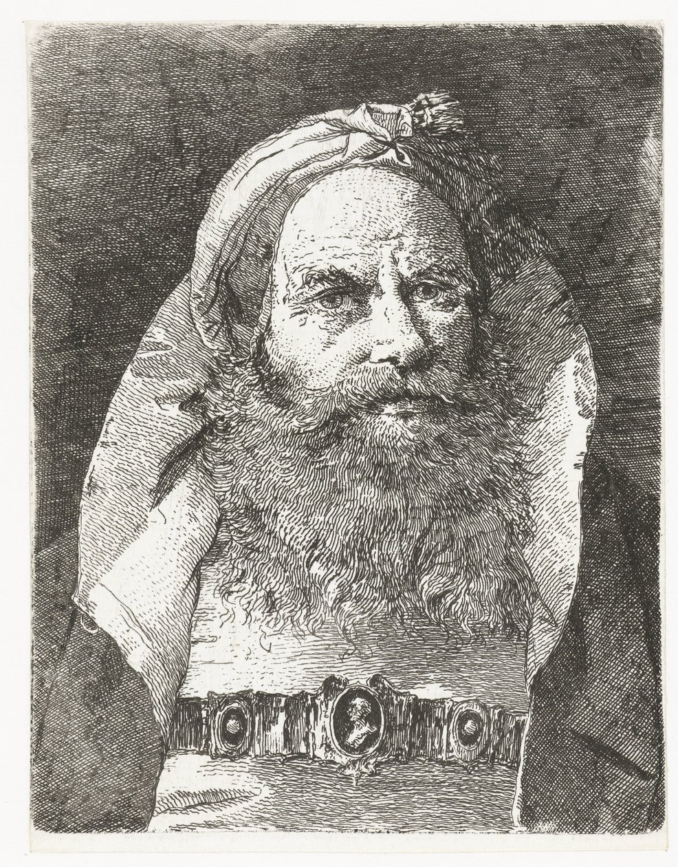 Hombre con turbante pequeño Colección de cabezas (título de la serie) Raccolta di Teste (título de la serie) de Giovanni Domenico Tiepolo