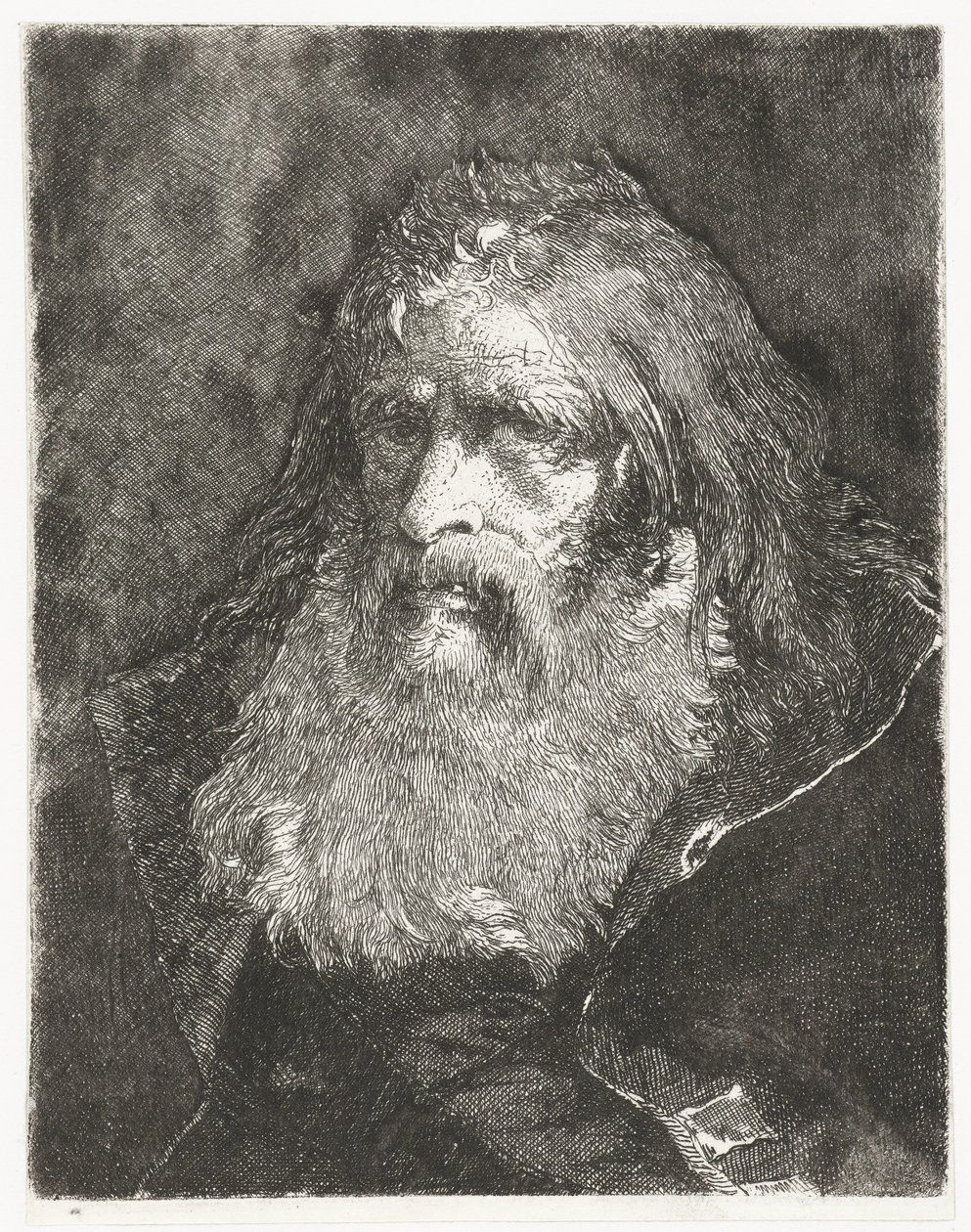 Hombre con cabello largo y sin tocado Colección de cabezas (título de la serie) Raccolta di Teste (título de la serie) de Giovanni Domenico Tiepolo